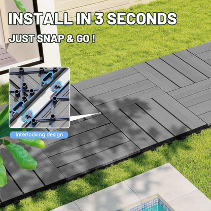 Dark Grey HDPE Interlocking Deck Tiles for Outdoor Patio Flooring