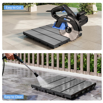 Dark Grey HDPE Interlocking Deck Tiles for Outdoor Patio Flooring