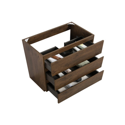 Walnut Bathroom Vanity - Max Storage, Handle-Free