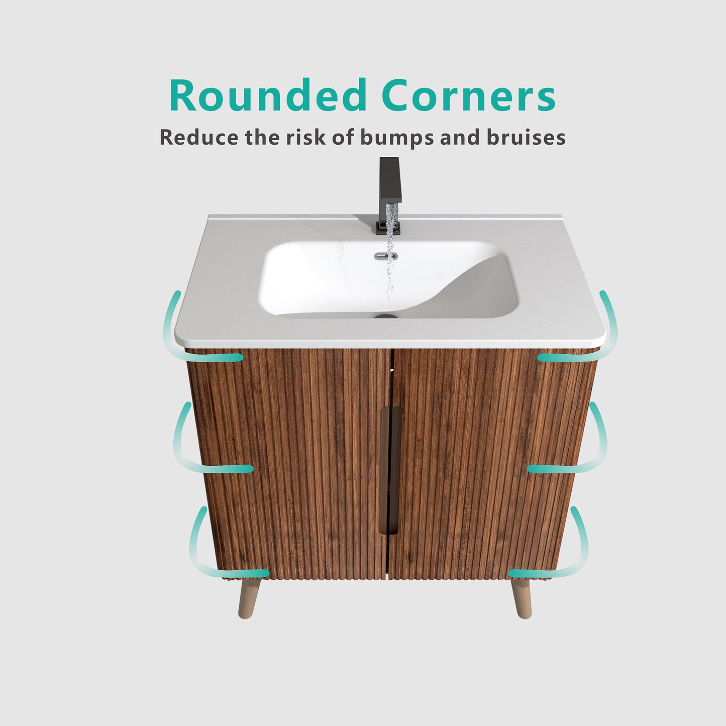 Etna 30" Striped Walnut Bathroom Vanity with Sink - Modern Storage
