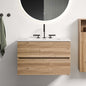 Gloria 30" Wall Mounted Rough Oak&Rough Oak Bathroom Vanity with Integrated Ceramic Sink with Overflow, with 3 holes, Large Storage Floating Bathroom Vanity for Modern Bathroom, KD