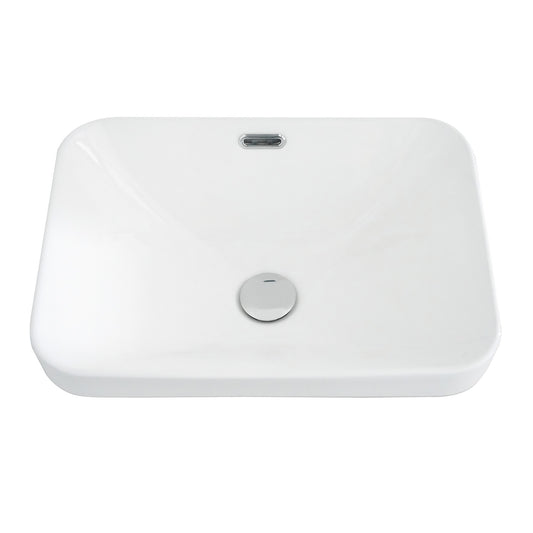 BB12-18-101, Integrated White Ceramic Basin, Drain NOTIncluded