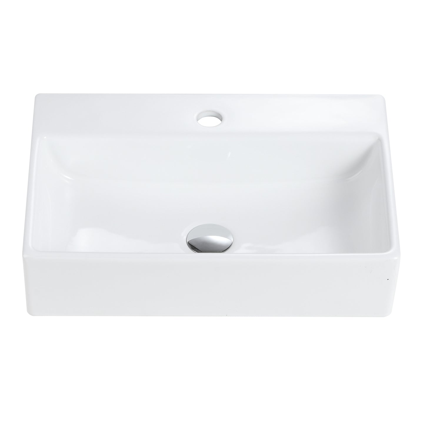 BB15-20Y-301 20"x14" Integrated White Ceramic Bathroom Sink With 1 Faucet Hole, WITHOUT Overflow