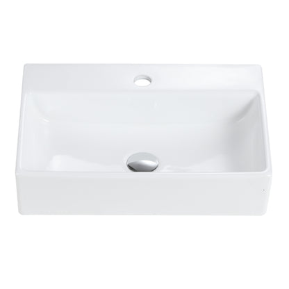 BB15-20Y-301 20"x14" Integrated White Ceramic Bathroom Sink With 1 Faucet Hole, WITHOUT Overflow