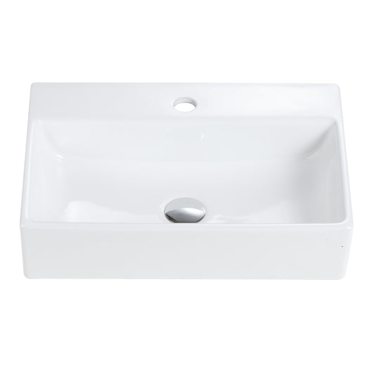 BB15-20Y-301 20"x14" Integrated White Ceramic Bathroom Sink With 1 Faucet Hole, WITHOUT Overflow