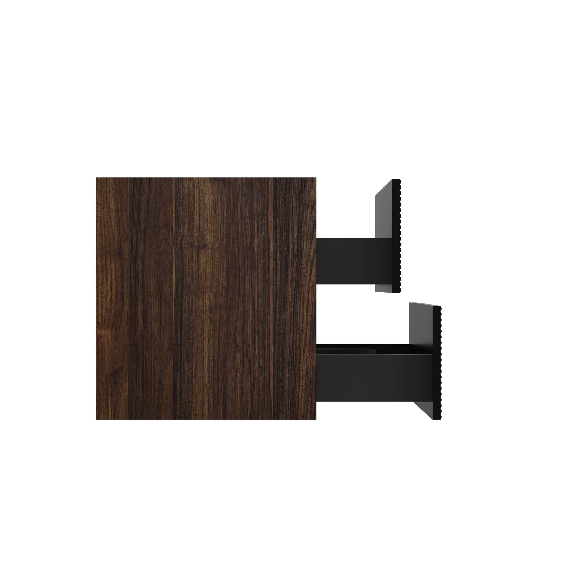 Walnut Black Bathroom Vanity - Wall Mounted Storage
