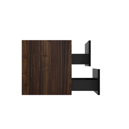 Walnut Black Bathroom Vanity - Wall Mounted Storage