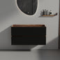 Grace 36" Walnut Bathroom Vanity with Soft Black Drawers WITHOUT Sink, Wall Mounted Floating Bathroom Cabinet for Modern Bathroom,  KD