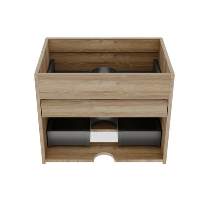Oak Bathroom Vanity with Double Drawers - Wall Mounted Floating Unit