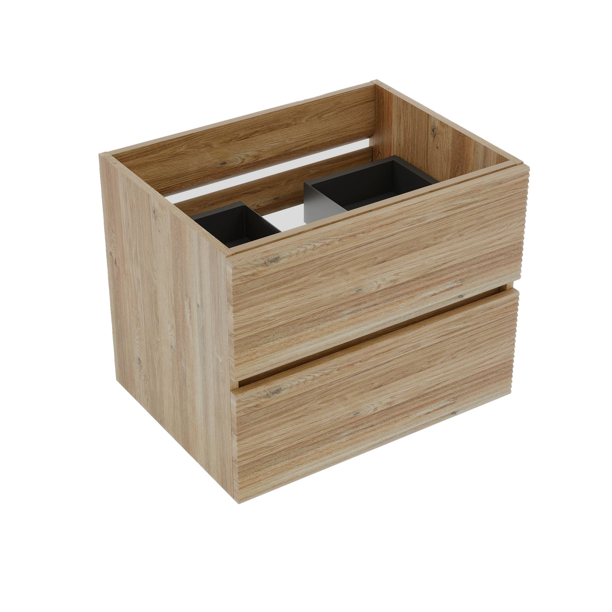 Oak Bathroom Vanity with Double Drawers - Wall Mounted Floating Unit