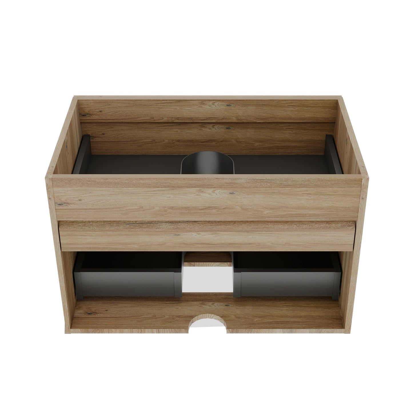 Oak Bathroom Vanity with Drawers - Wall Mounted Floating Design