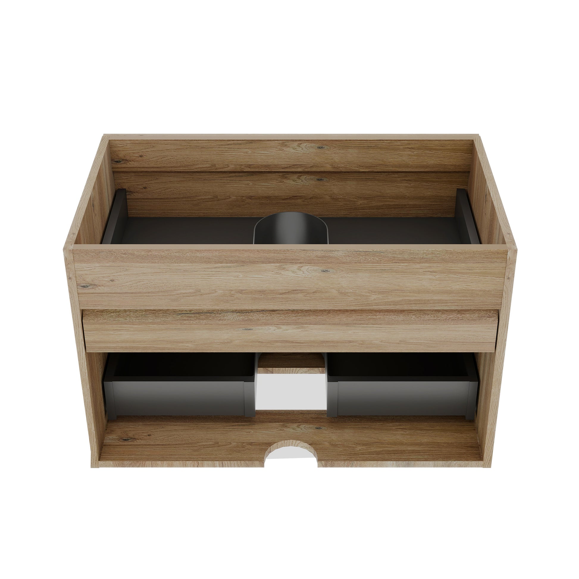 Oak Bathroom Vanity with Drawers - Wall Mounted Floating Design