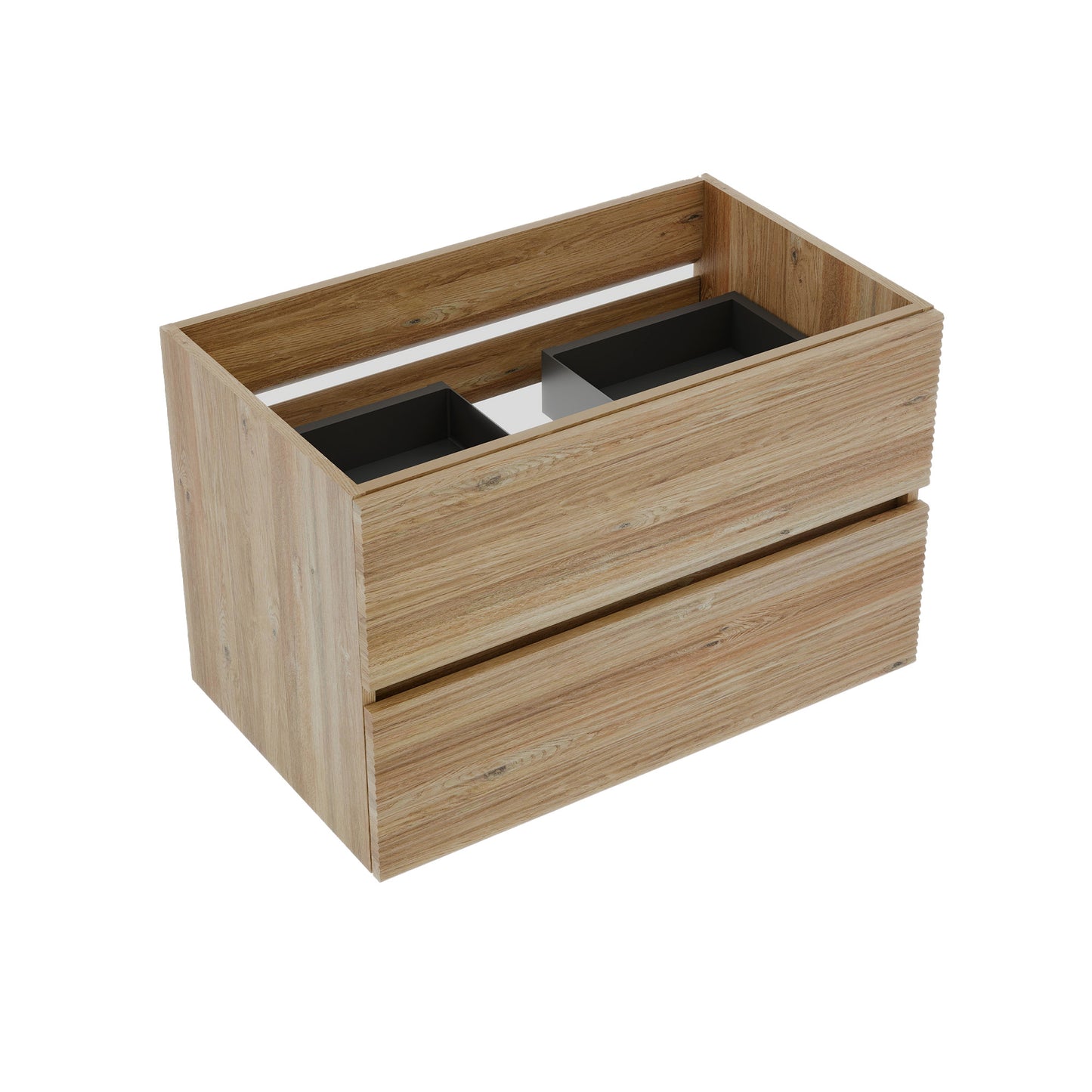 Oak Bathroom Vanity with Drawers - Wall Mounted Floating Design