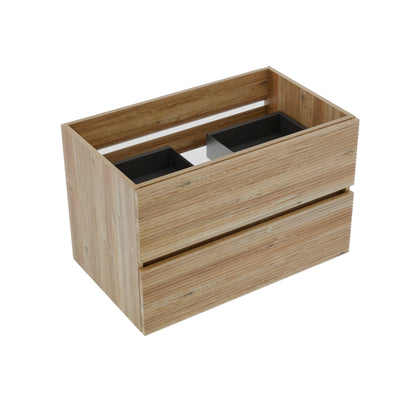 Oak Bathroom Vanity with Drawers - Wall Mounted Floating Design