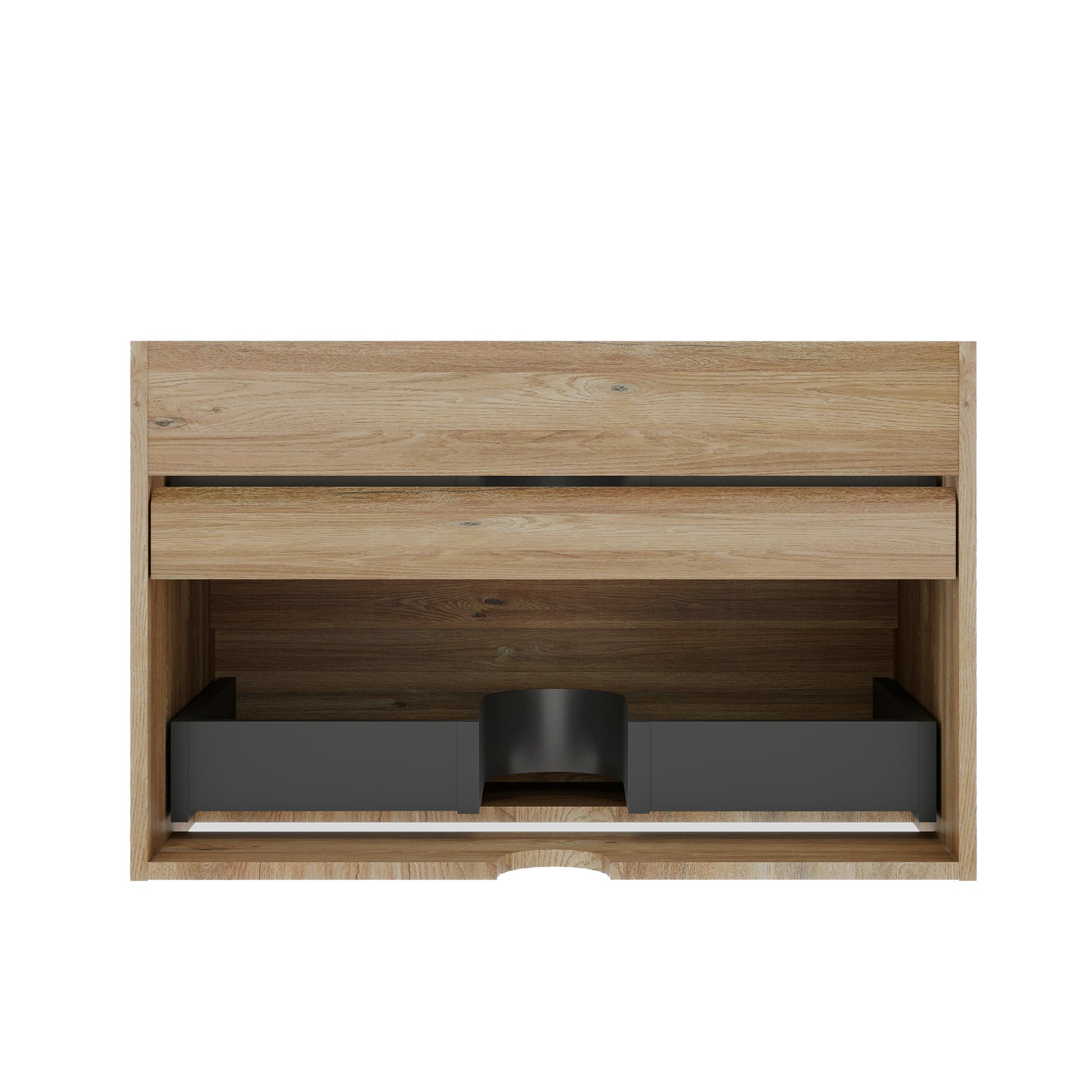 Oak Bathroom Vanity with Drawers - Wall Mounted Floating Design