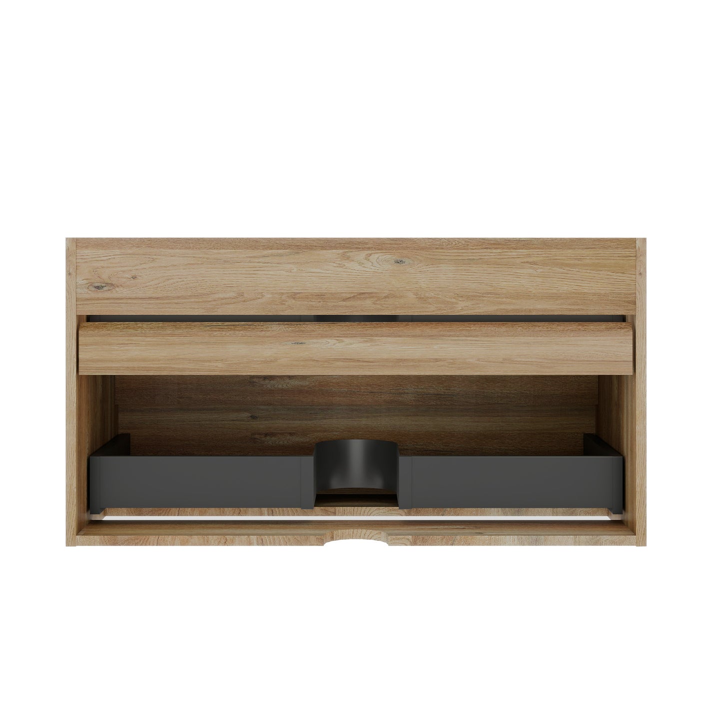 Oak Bathroom Vanity with Double Drawers - Wall Mounted Floating Design
