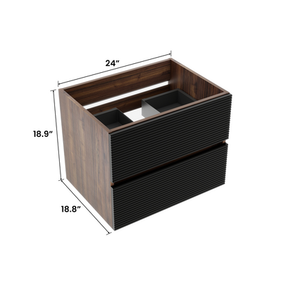 Wall Mounted Bathroom Vanity Oak Double Drawers - Modern Storage Unit
