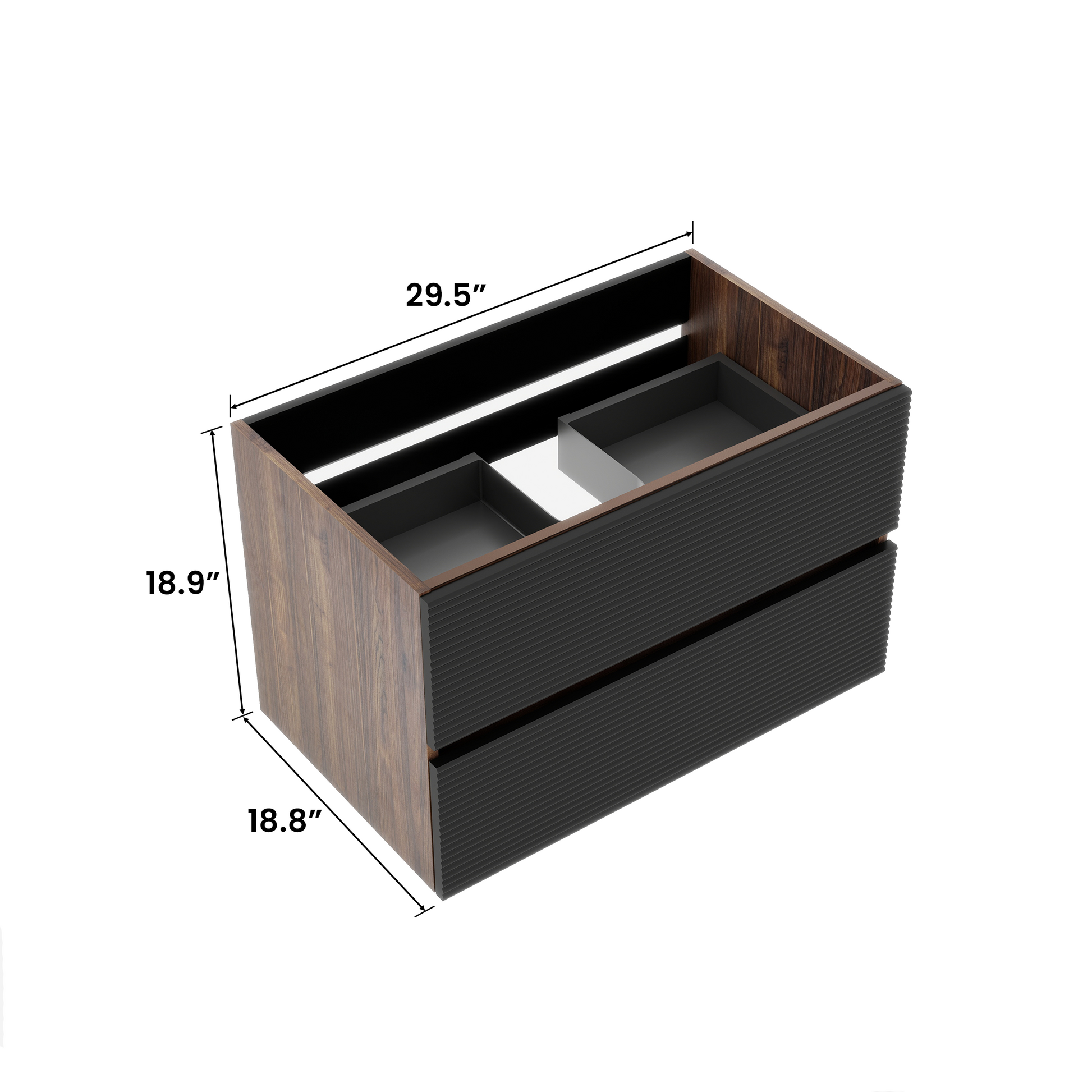 Wall Mounted Oak Bathroom Vanity with Double Drawers