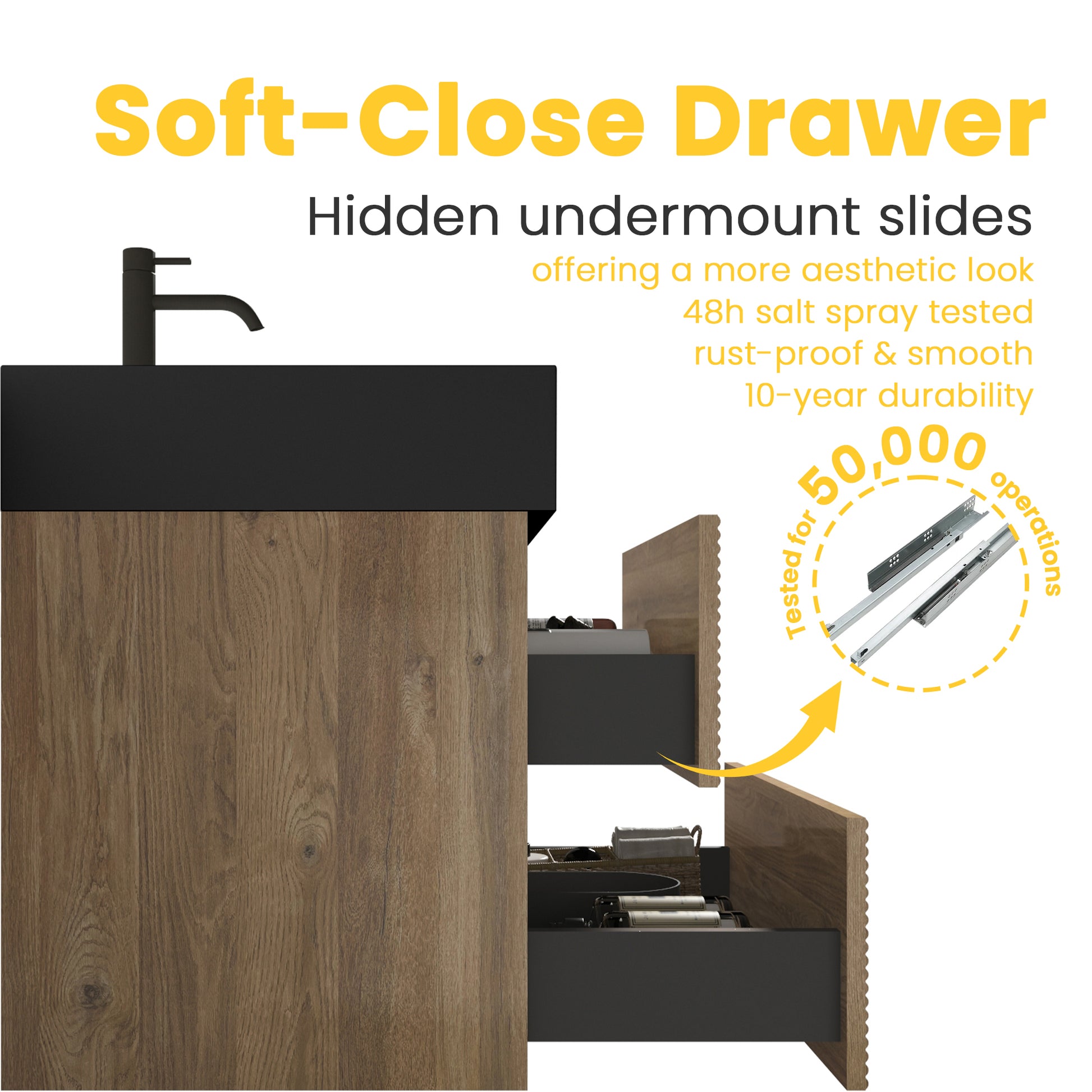 Oak Bathroom Vanity - Wall Mounted Storage
