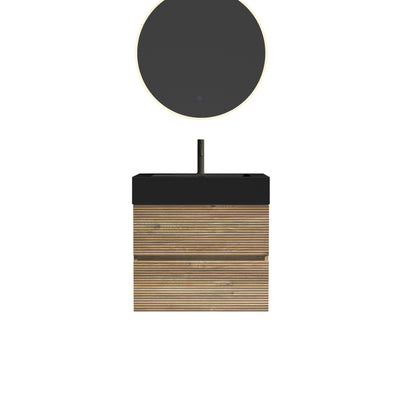 Oak Bathroom Vanity - Wall Mounted Storage