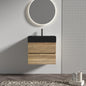 Grace 24' Bathroom Vanity with Oak Engineered Quartz Sink and Soft Black Drawers, Wall Mounted Floating Bathroom Vanity for Modern Bathroom, One-Piece Matt Black Basin without drainage and faucet, KD