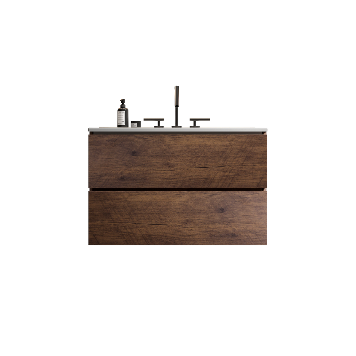 Walnut Bathroom Vanity - 30" Ceramic Sink Storage