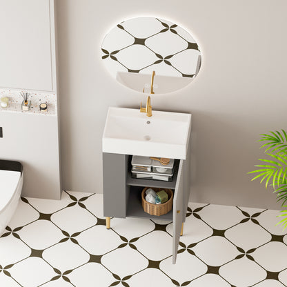 Grey Wood Bathroom Vanity with Sink for Modern Renovation