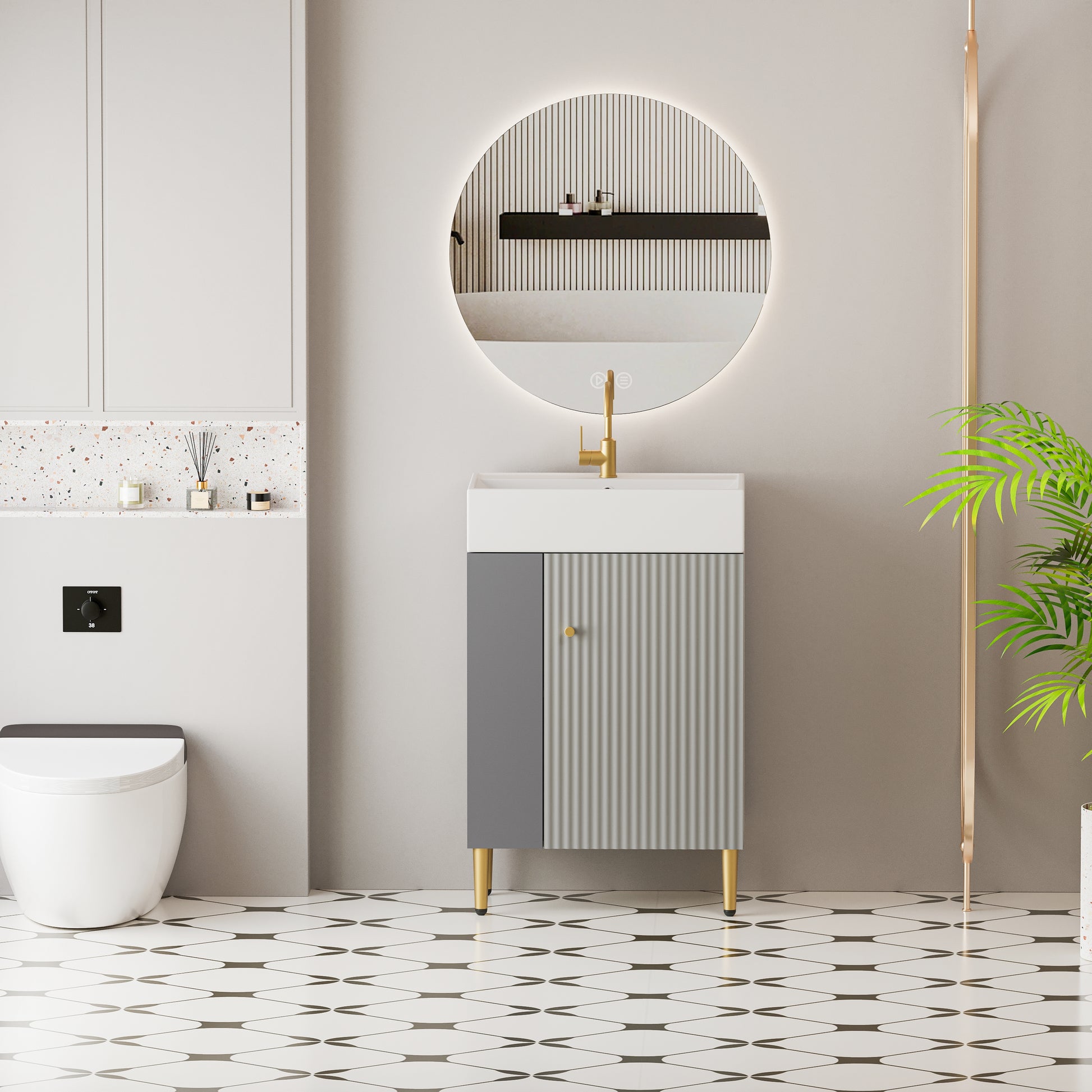 Grey Wood Bathroom Vanity with Sink for Modern Renovation