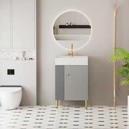 Grey Wood Bathroom Vanity with Sink for Modern Renovation