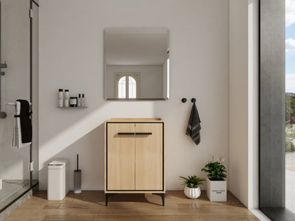 Oak Bathroom Vanity with Storage - 23.4" Wide Cabinet