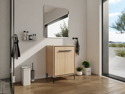Oak Bathroom Vanity with Storage - 23.4" Wide Cabinet