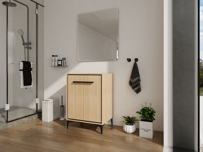 Oak Bathroom Vanity with Storage - 23.4" Wide Cabinet