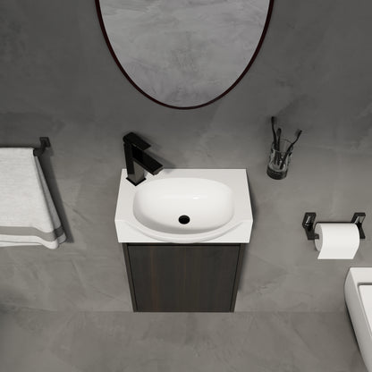 16" Black Bathroom Vanity Sink Combo - Small Space Storage