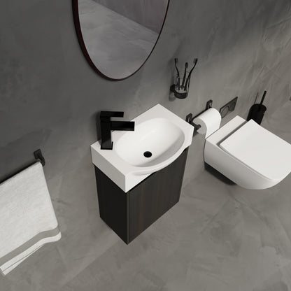 16" Black Bathroom Vanity Sink Combo - Small Space Storage
