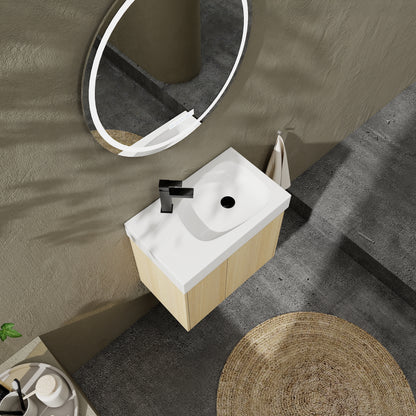 Oak Bathroom Vanity with Storage - 24 Inch
