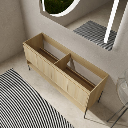 Oak Bathroom Vanity with 4 Doors - 58.69" Freestanding