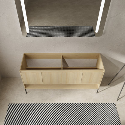 Oak Bathroom Vanity with 4 Doors - 58.69" Freestanding