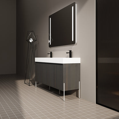 Dark Oak Bathroom Vanity with Storage Cabinet - 60" Freestanding