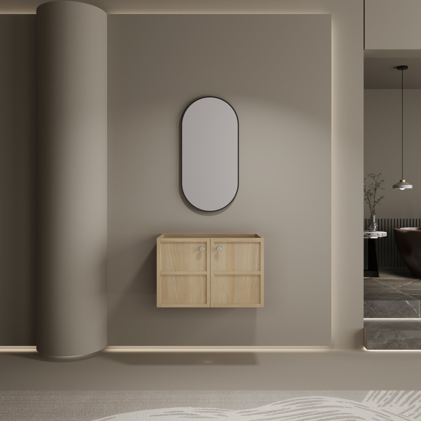 24 & 48 Inch Oak Bathroom Vanities - Plywood Storage