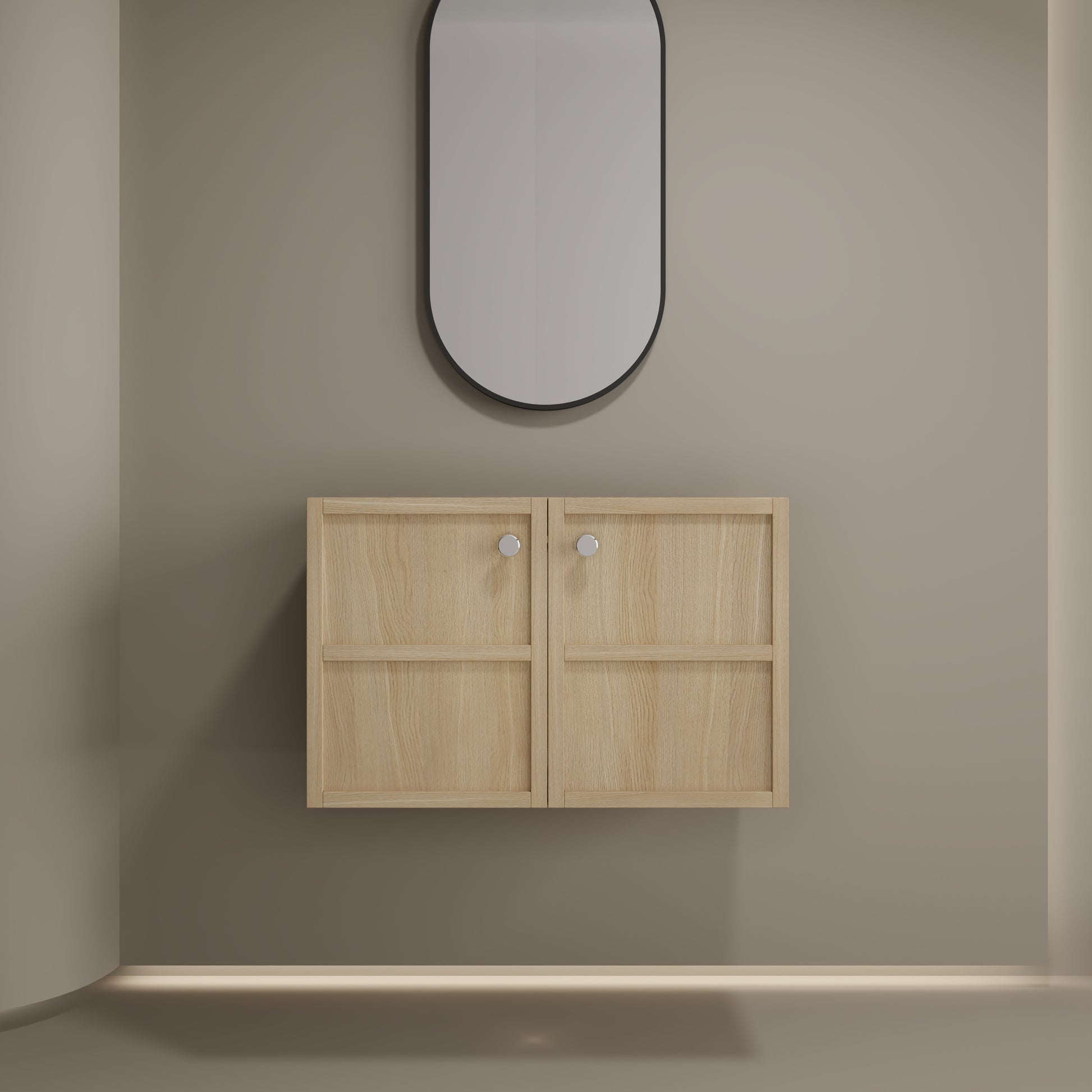 24 & 48 Inch Oak Bathroom Vanities - Plywood Storage
