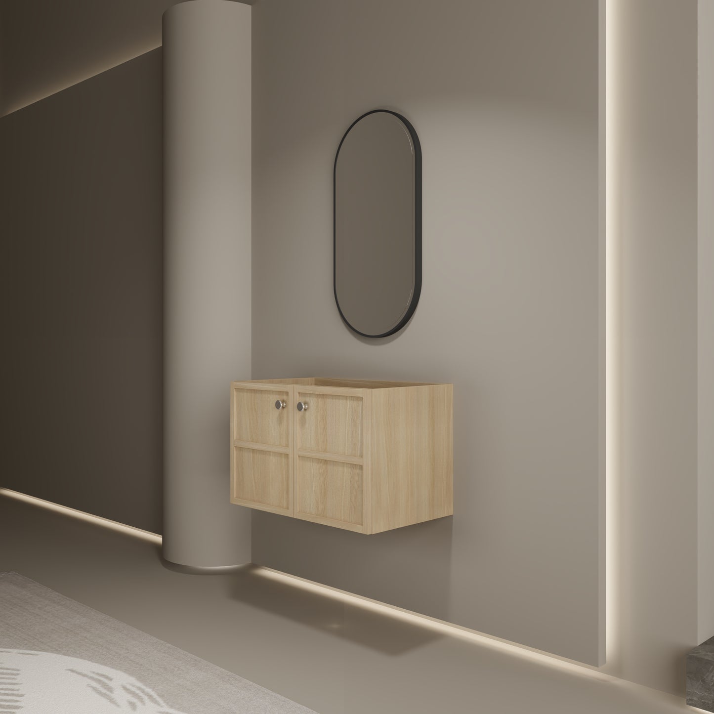 24 & 48 Inch Oak Bathroom Vanities - Plywood Storage