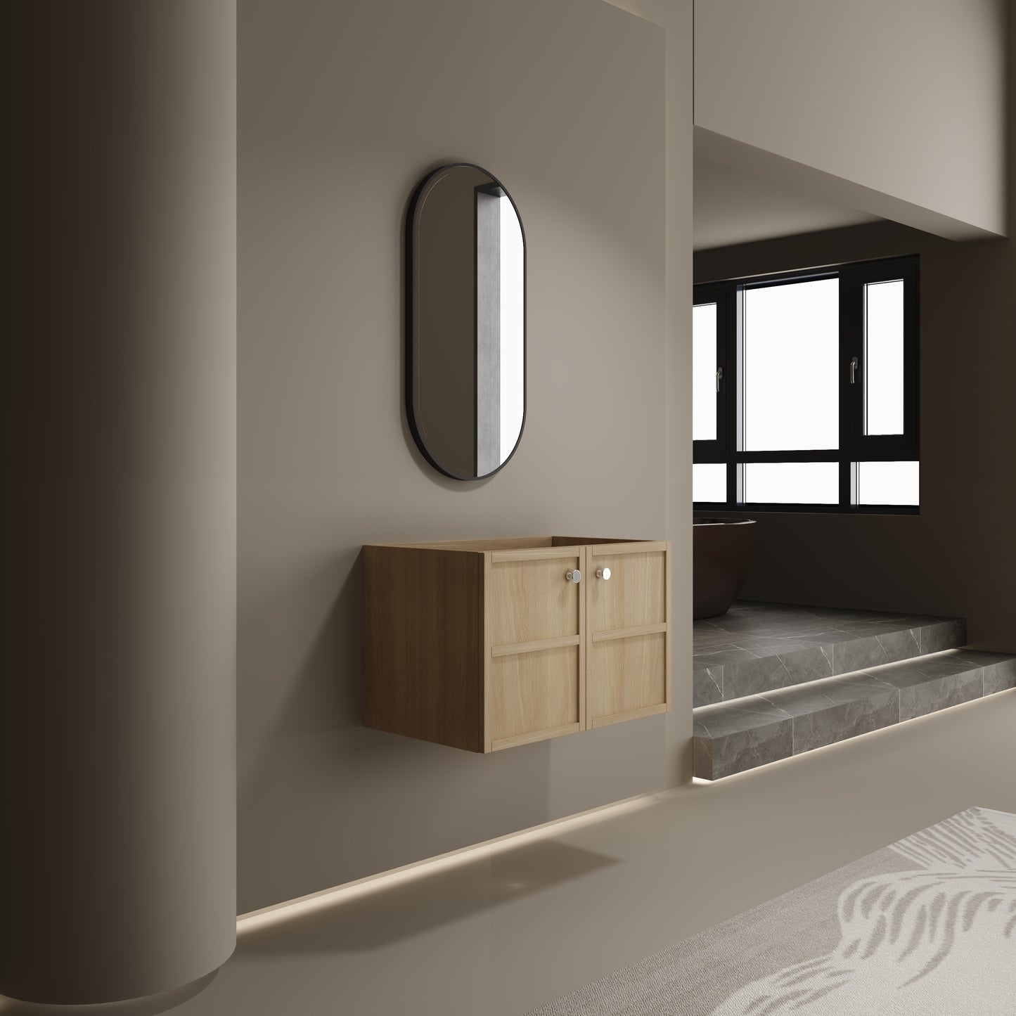 24 & 48 Inch Oak Bathroom Vanities - Plywood Storage