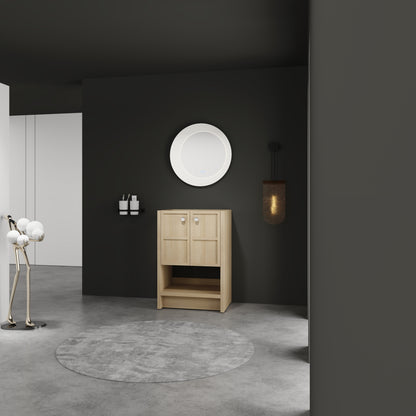 Oak Bathroom Vanity - 24 Inch Storage