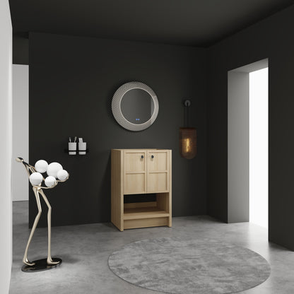 Oak Bathroom Vanity - 24 Inch Storage