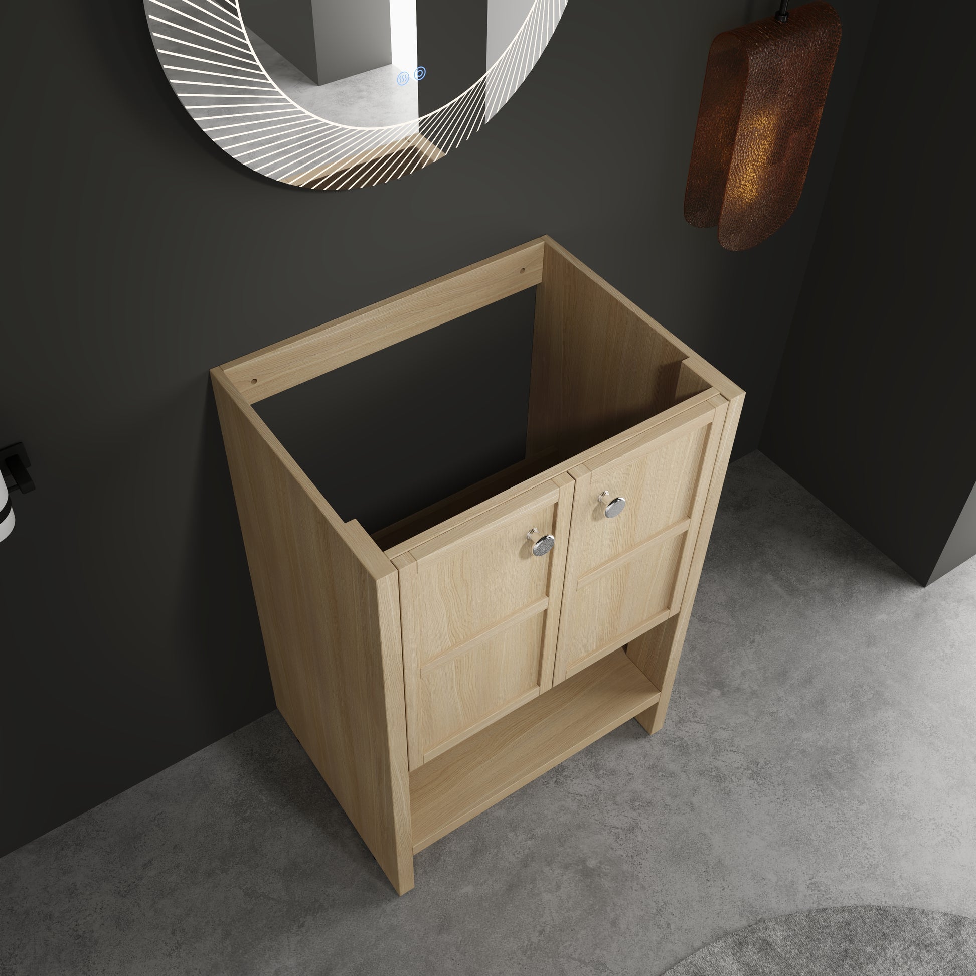 Oak Bathroom Vanity - 24 Inch Storage