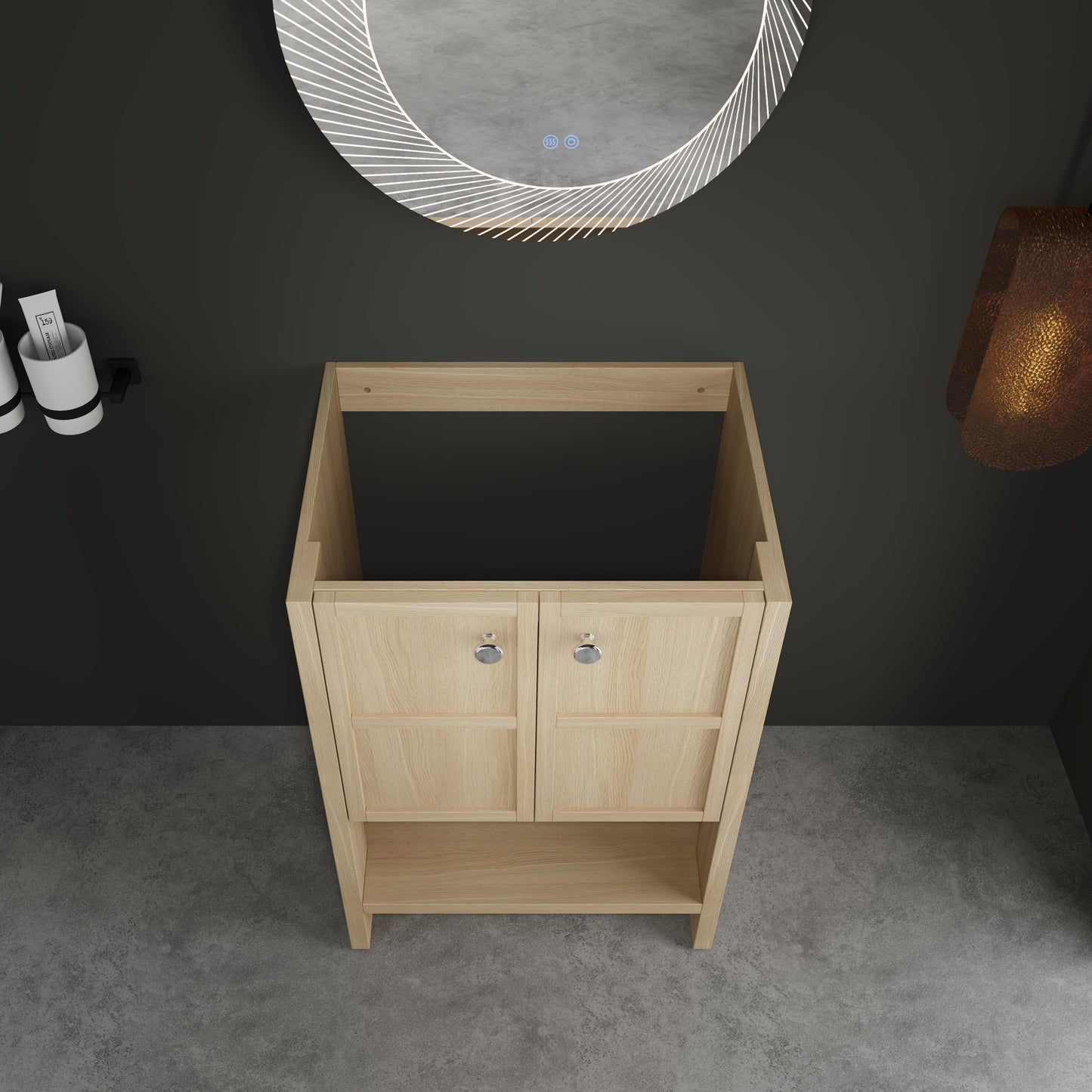 Oak Bathroom Vanity - 24 Inch Storage