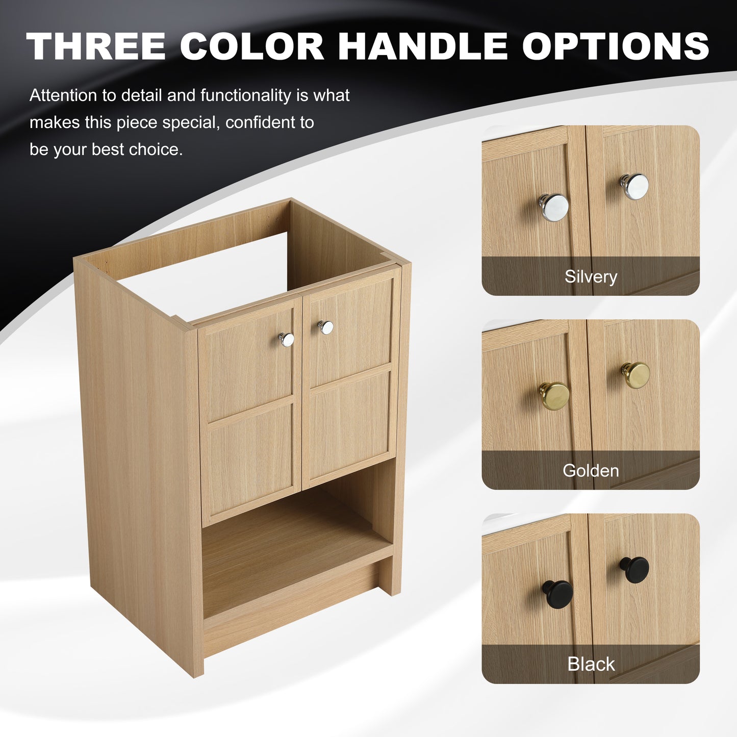 Oak Bathroom Vanity - 24 Inch Storage