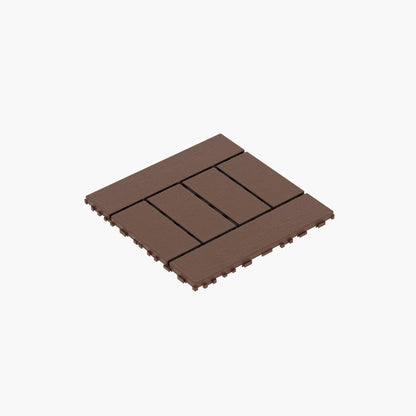 H Style 12" Patio Deck Tiles, DIY Module Interlocking Decking Tiles Floor Tile,Easy and Quick Installation Court Tiles for Porch Poolside Balcony Backyard 44pcs Red Brown