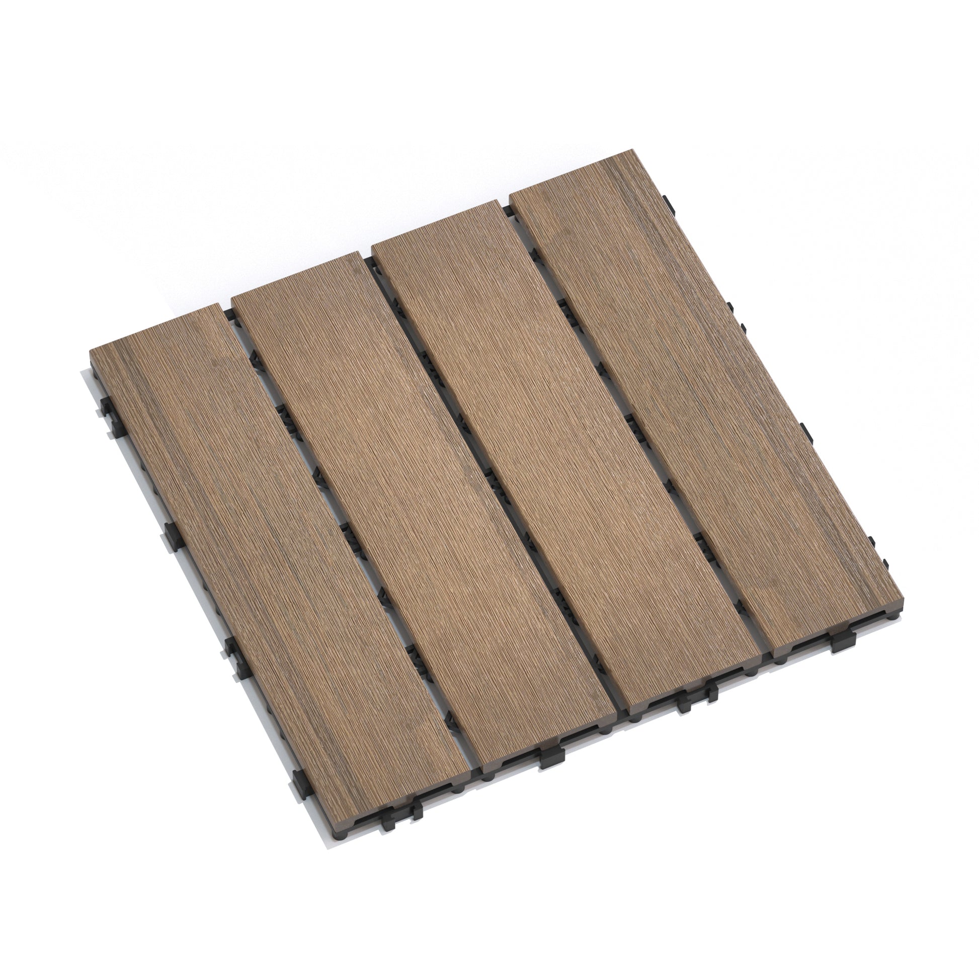 Patio Floor Tiles Pack of 22  WPC Wood-Plastic Composite Patio Deck Tiles DIY Interlocking Decking Tiles, Quick Deck Floor Tile, Court Tile, Water Resistant Indoor Outdoor -11.8" Oak