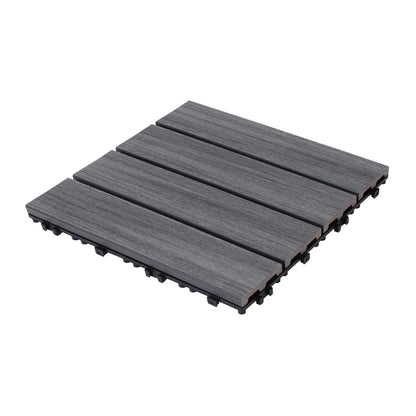 Patio Floor Tiles Pack of 22  WPC Wood-Plastic Composite Patio Deck Tiles DIY Interlocking Decking Tiles, Quick Deck Floor Tile, Court Tile, Water Resistant Indoor Outdoor -11.8" ASH